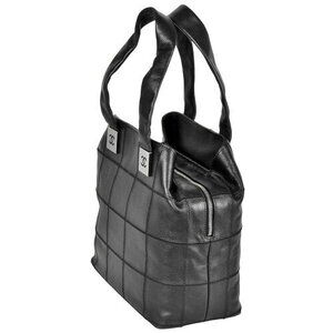 Chanel Tote Bar Bag Skin Caviar Chocolate Black Coco Mark